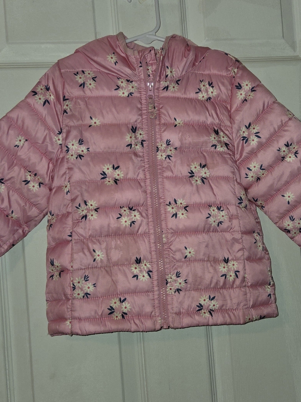 Jumping Beans Girls' Pink Floral Quilted Puffer Jacket with Hood SZ 4T